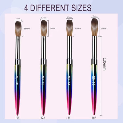 3/4/5 PCS Kolinsky Nail Art Brush Acrylic Powder Application Nail Mink Brush Gel Builder Nail Tools Manicure Extension Carving