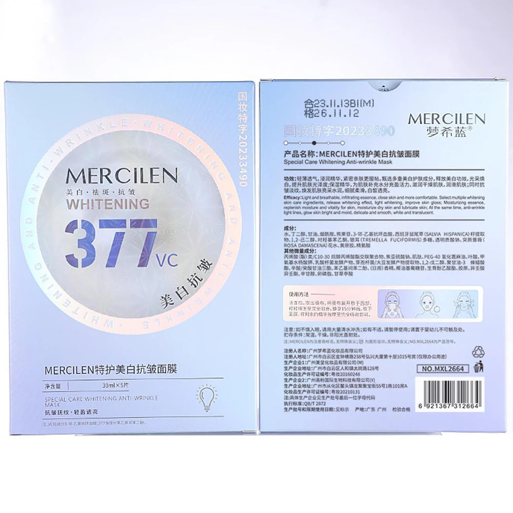 Oil Control Whitening Anti Wrinkle Facial Mask 377 Vitamin C Brighten Skin Tone Moisturizing Face Mask Korean skincare products