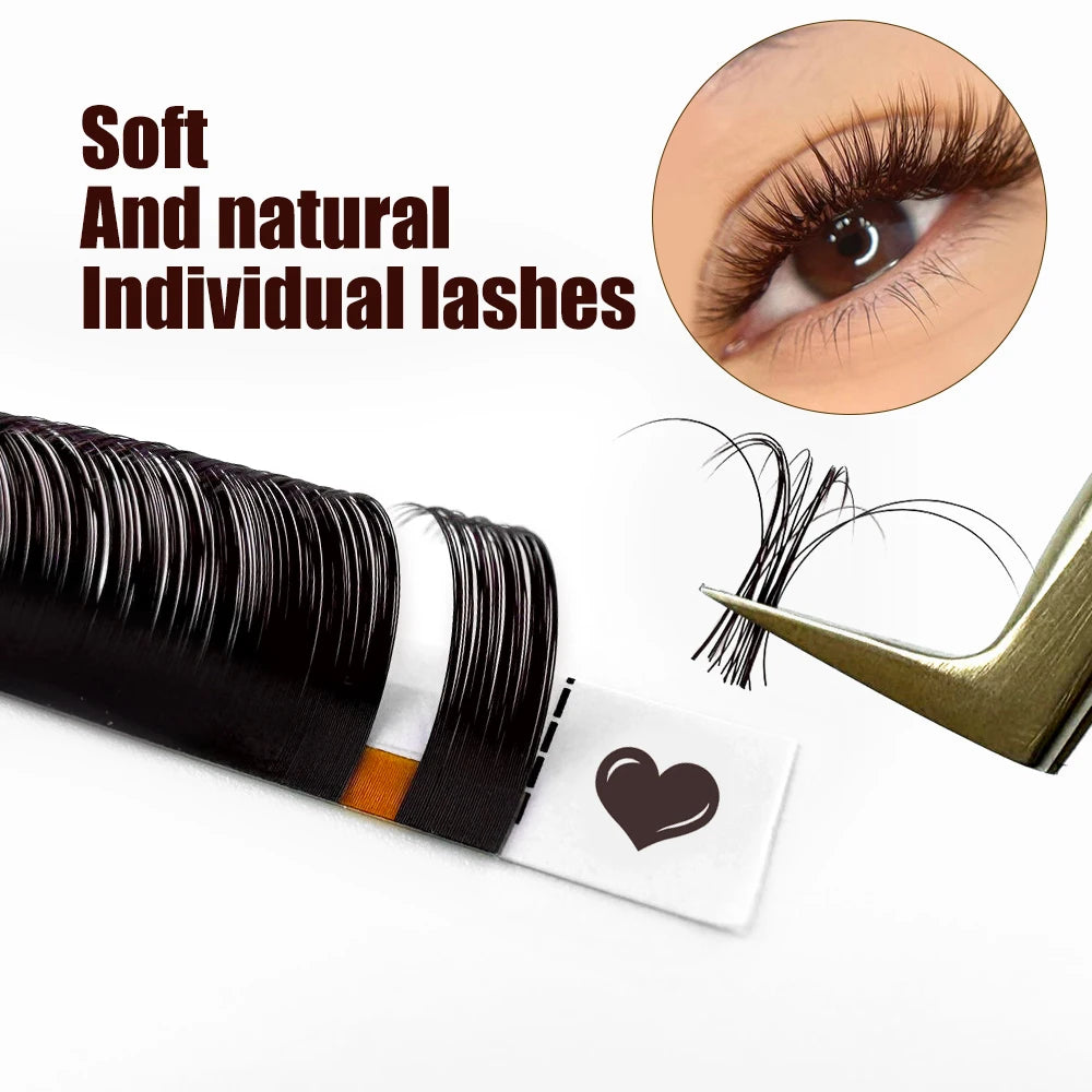 Abonnie Chocolate Dark Brown Individual Eyelash Extension 8-15mm Brown Color False Lashes Mink Eyelash Extension