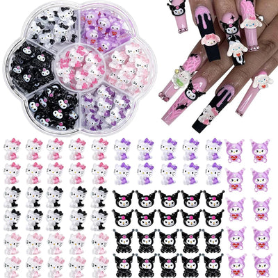 Sanrioed Hello Kitty DIY Nail Art Jewelry Decor Kawaii Kuromi Charms For Manicure DIY Nail Parts Rhinestone Toy Gift for Girls
