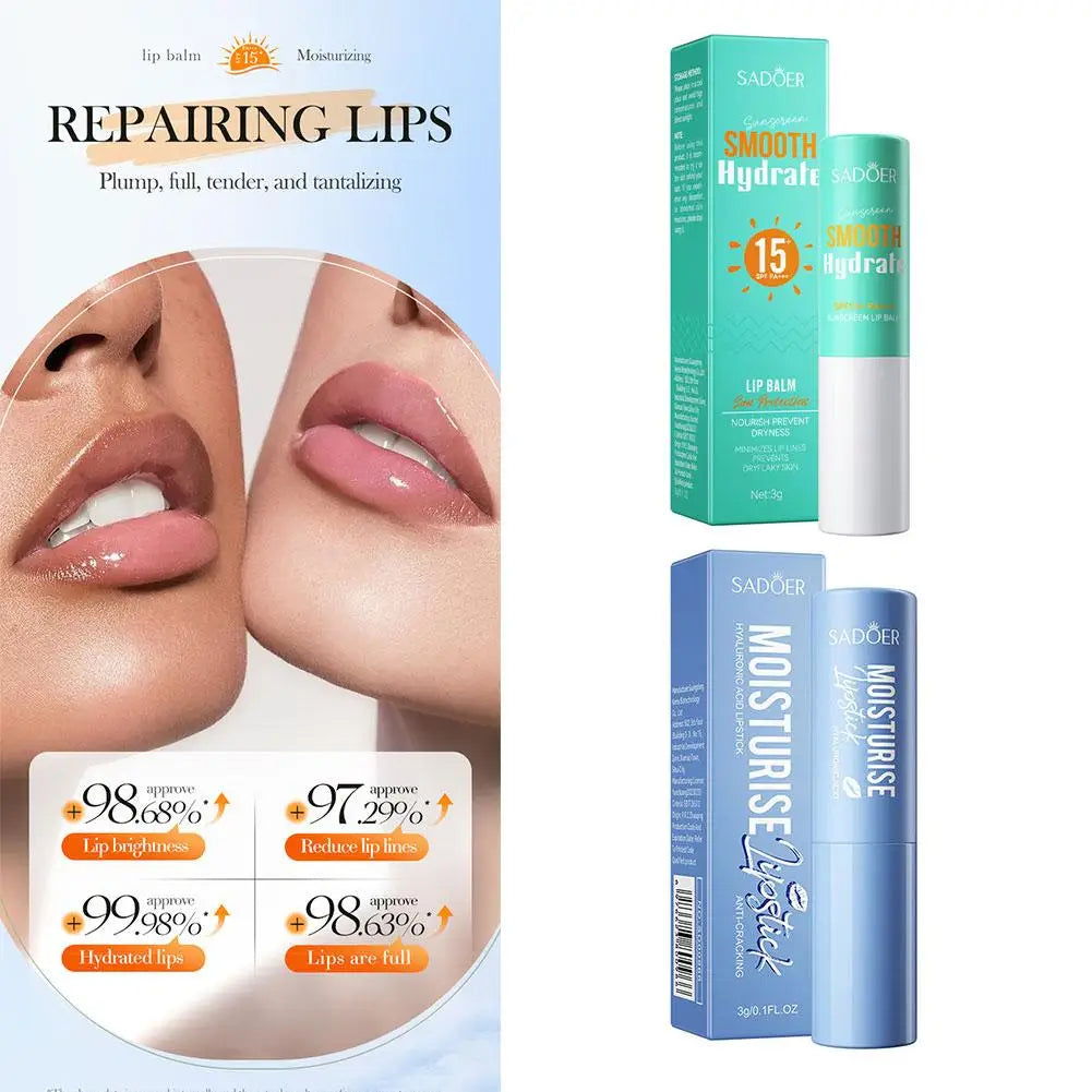 SADOER Hyaluronic Acid Lipstick Lips Skincare Nourishing Brightening Moisturizing Lip Balm Lips Skin Care Products