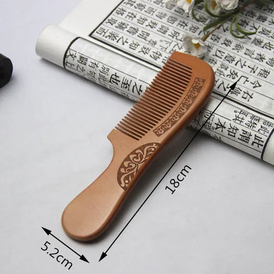 1Pcs Peach Wood Comb Flower Painted Anti-Static Natural Head Massage Comb Handmade Wooden Hair Comb Hair Styling Tools For Gift