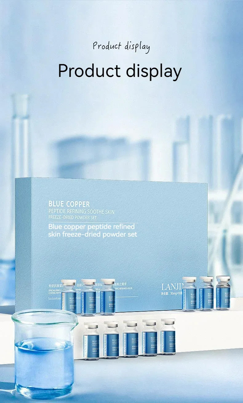 Blue Copper Peptide Freeze-Dried Powder Set Oligopeptide Anti Wrinkle Essence Shrink Pores Acne Treatment Skincare Serum 20pcs