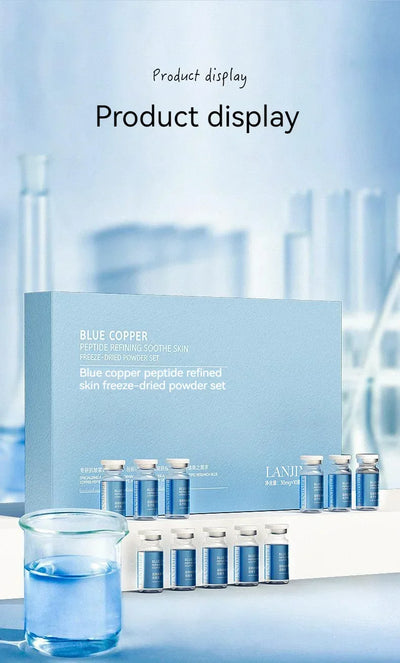 Blue Copper Peptide Freeze-Dried Powder Set Oligopeptide Anti Wrinkle Essence Shrink Pores Acne Treatment Skincare Serum 20pcs