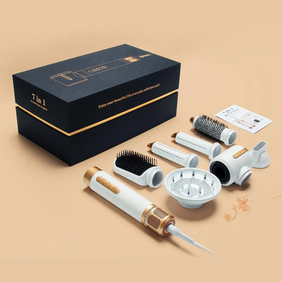 7 in 1 Hair Dryer Negative Ion Airwrap Styling Hair Curler Straightening Brush Brushless Motor Professional Hair Dryer Set