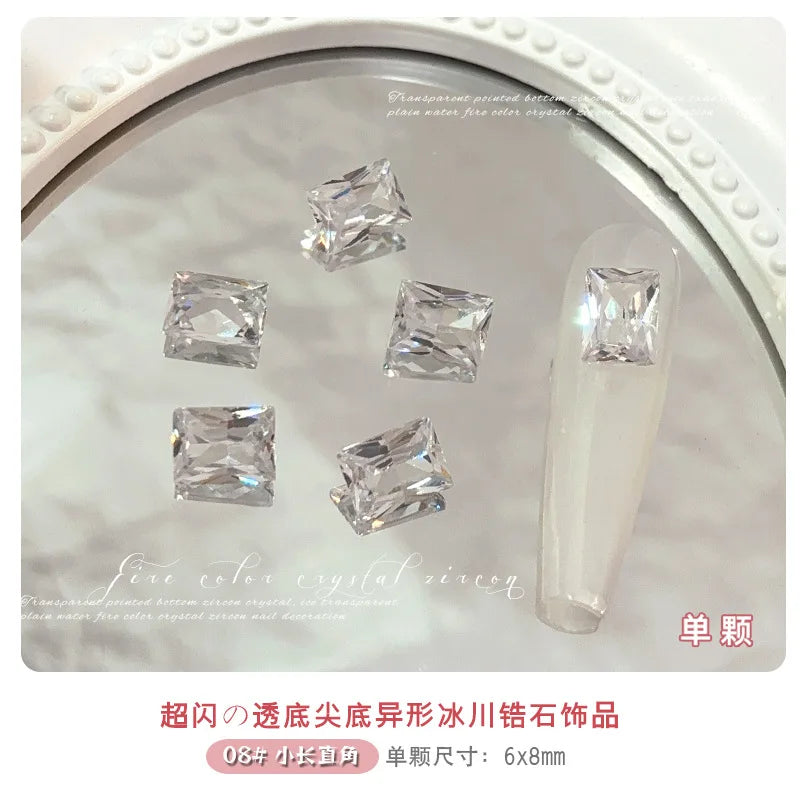 10-20PCS Super Sparkle Clear Translucent Zircon Nake Pointed Diamonds Nail Art Rhinestones Decorations Manicure Ornaments
