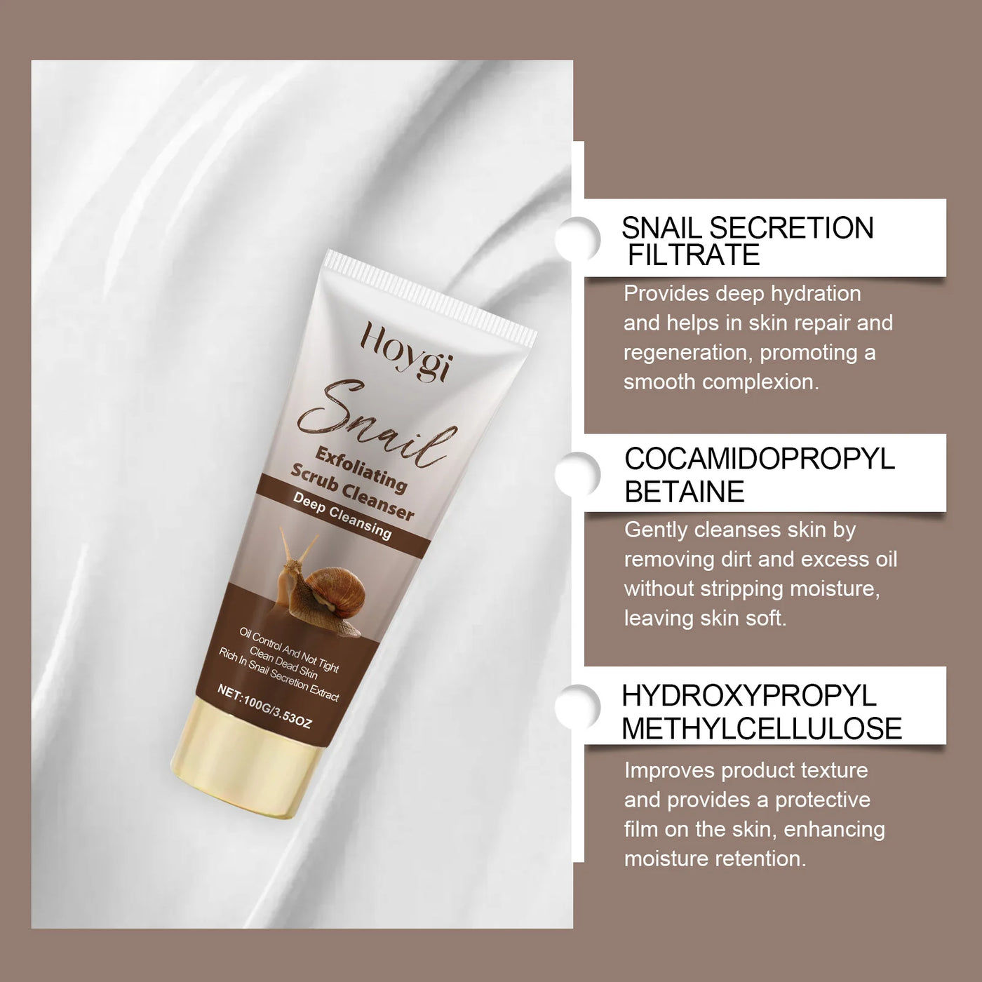 Snail Exfoliating Scrub Cleanser Contains Snail Mucin Gentle Cleansing Skin Brighten Effectively Remove Makeup Nourish Face Wash