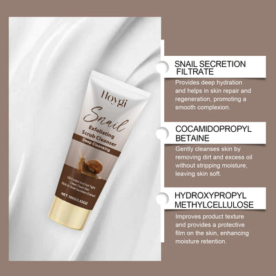 Snail Exfoliating Scrub Cleanser Contains Snail Mucin Gentle Cleansing Skin Brighten Effectively Remove Makeup Nourish Face Wash