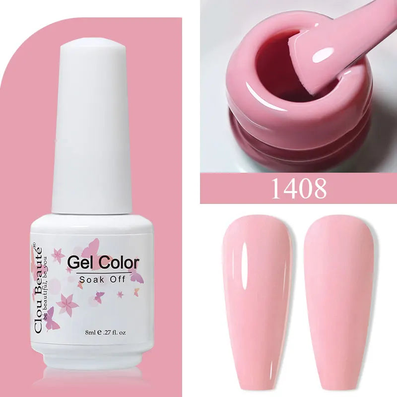 Clou Beaute 8ml Gel Polish Colorful Glitter UV Nail Gel Vernis Semi Permanent Glass Bottle Blue Green White Soak Off Gel Nail