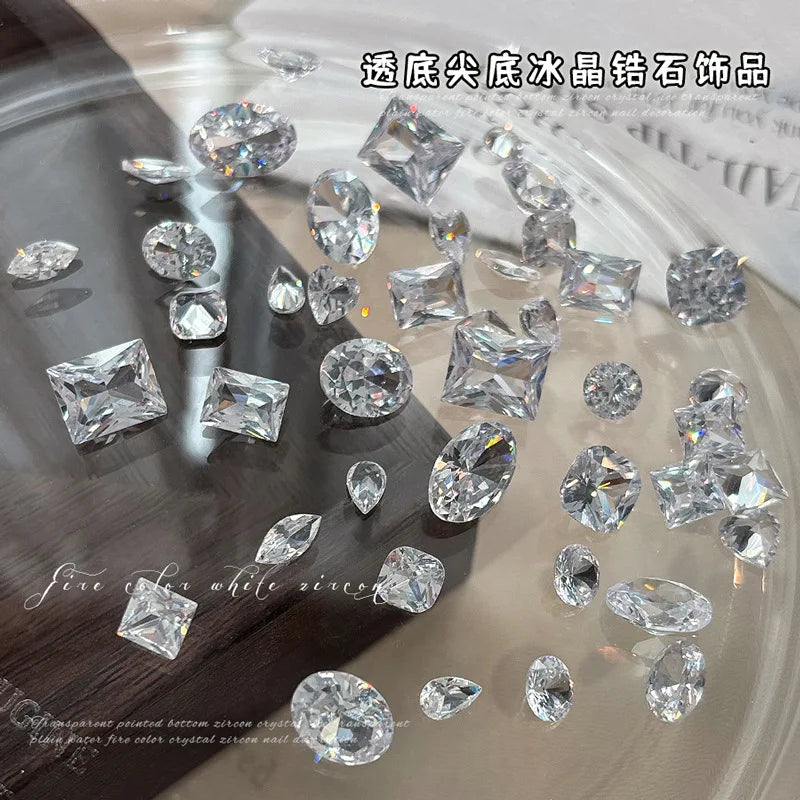 10-20PCS Super Sparkle Clear Translucent Zircon Nake Pointed Diamonds Nail Art Rhinestones Decorations Manicure Ornaments