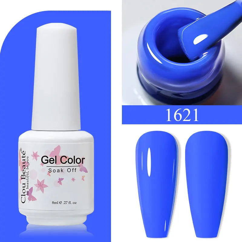 Clou Beaute 8ml Gel Polish Colorful Glitter UV Nail Gel Vernis Semi Permanent Glass Bottle Blue Green White Soak Off Gel Nail