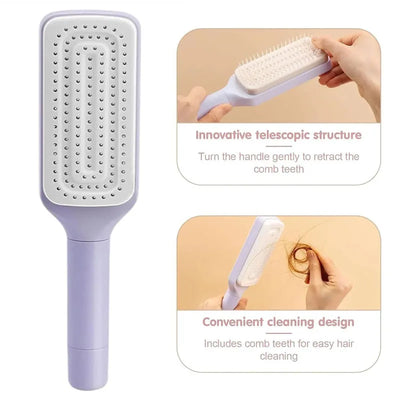 1/2pcs Rotatable Self Cleaning Hair Brush Massage Air Cushion Comb Magic Retractable Self-Cleaning Massage Brush Telescopic Comb