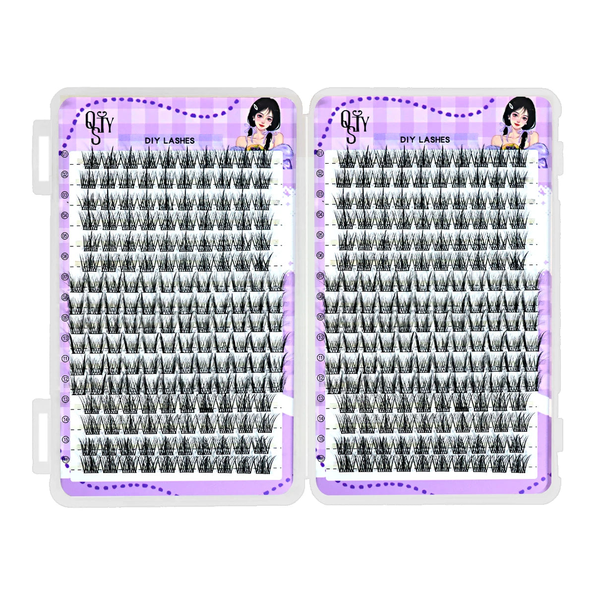 QSTY 32 Rows High Quality Beauty Eyelash Book Eyelash Extension 192-384 PCS Lash Cluster Individual False Eyelashes Clusters