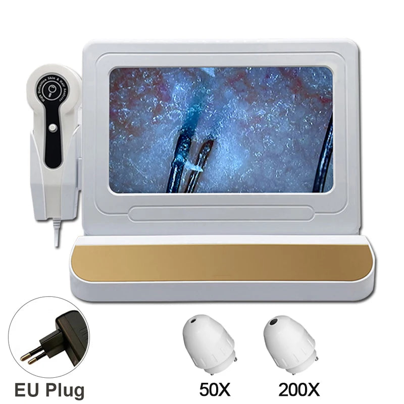 NEW 10 Inch LCD Skin&Hair Scalp Analyzer Detector Digital Microscope Magnifier Skin Hair Blackhead Follicle Detection 50X-200X