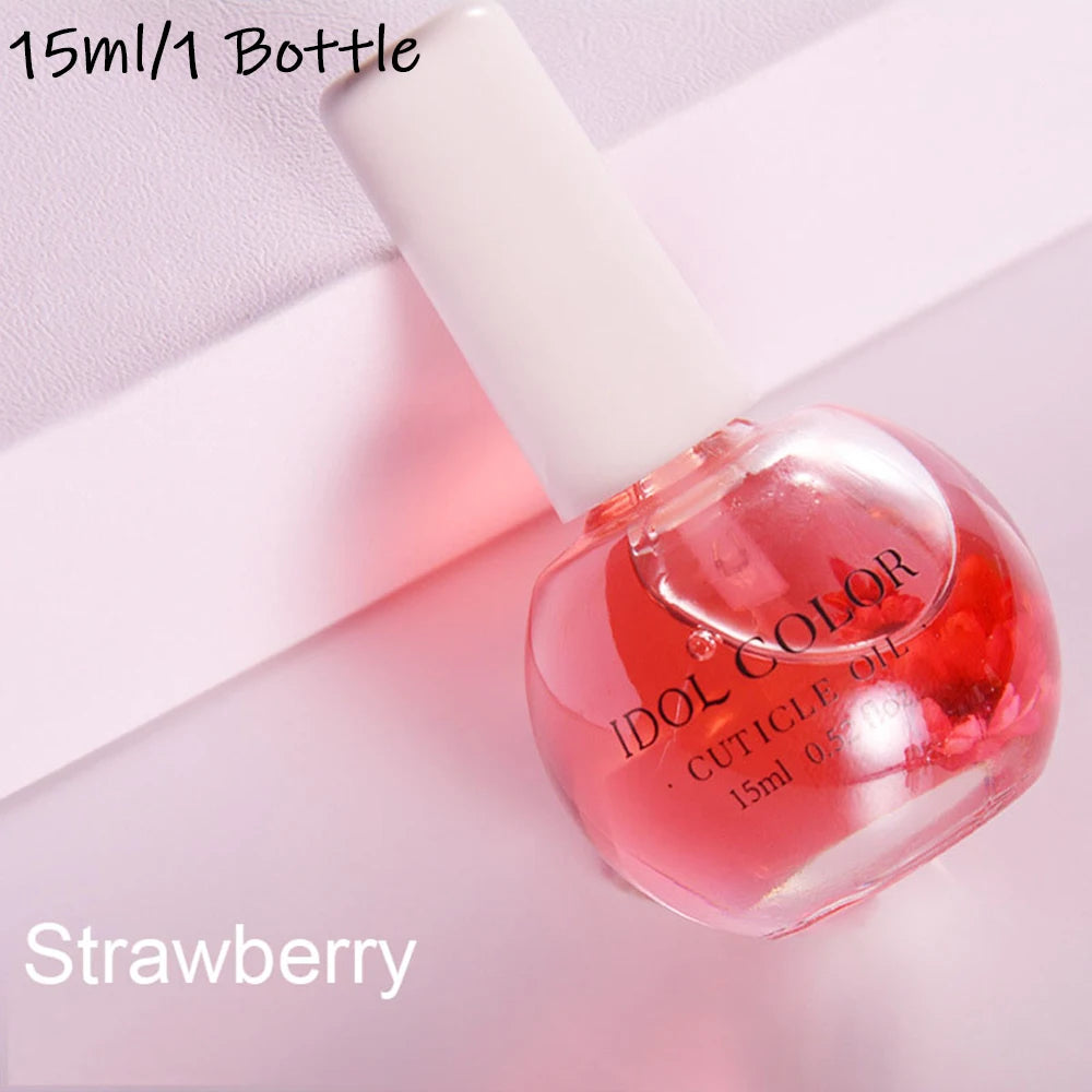 15ml/1 Bottle Dried Flowers Softener Nutritional Cuticle Oil 8Color Cuticle Oil Multi Fragrance Nail Edge Care Nail Art Tool*