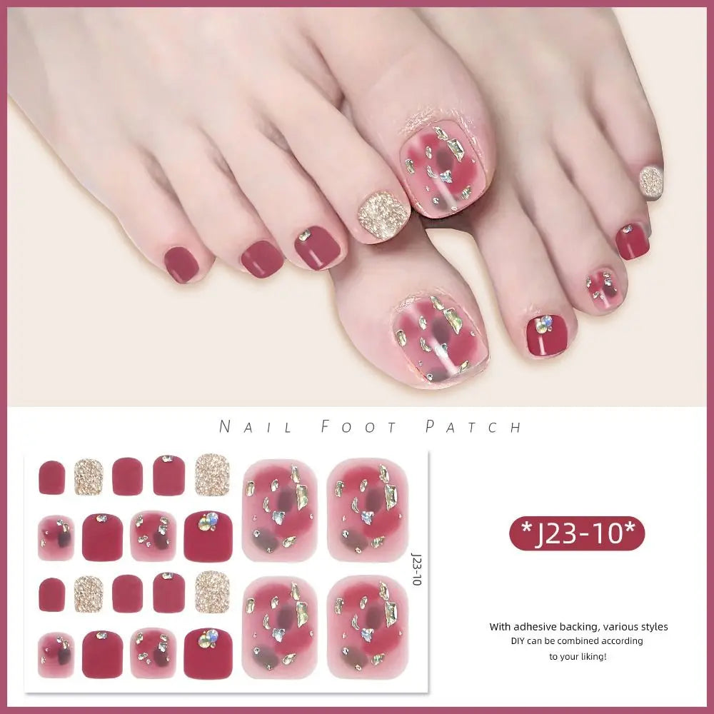 Removable Foot Nail Stickers White Flash Exquisite Toe Nail Sticker Fashion 22 Foot Nail Supplies And Manicure Tools Foot Toe