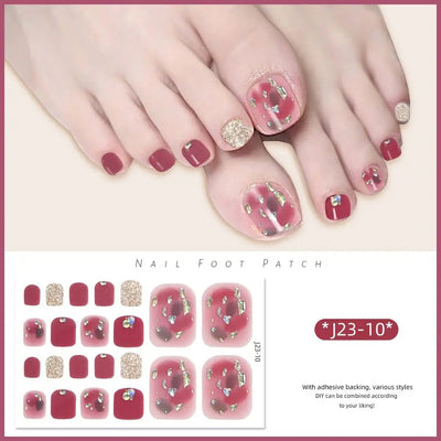 Removable Foot Nail Stickers White Flash Exquisite Toe Nail Sticker Fashion 22 Foot Nail Supplies And Manicure Tools Foot Toe