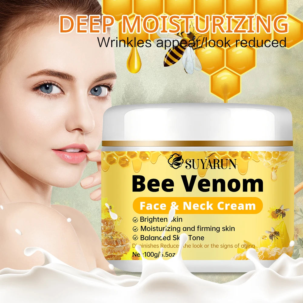 SUYARUN Premium Bee Venom Anti-Aging Face & Neck Cream - Firming Wrinkle Reduction, Deep Hydration Organic Formula.