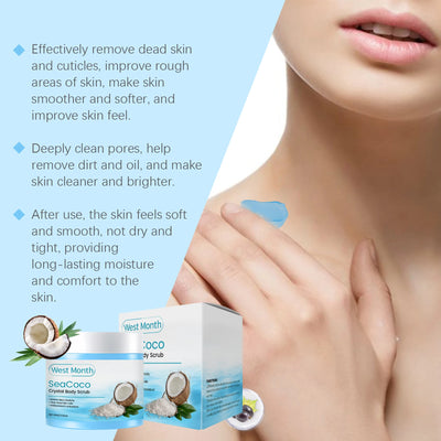 Coconut Body Scrub Exfoliating Remove Dead Skin Fading Dark Spots Softening Brightening Smoothing Cleansing Sea Salt Body Scrub