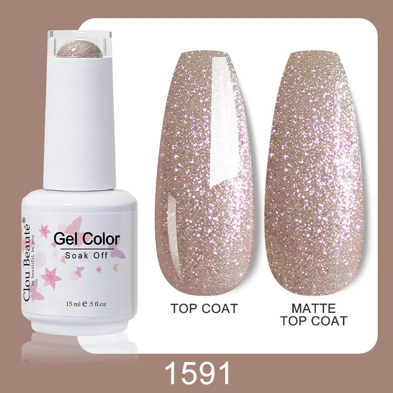Clou Beaute Nail Gel Polish Kit 15ml Soak Off UVLED Nails Varnish Semi Permanent Nail Art Gels Lacquer Top Base Coat Gel Lacquer