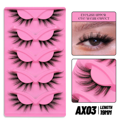 GROINNEYA Cat Eye Lashes Natural long Manga Lashes Faux Mink Eyelashes Winged End Eye Elongated Eyelashes Fake Lashes Soft
