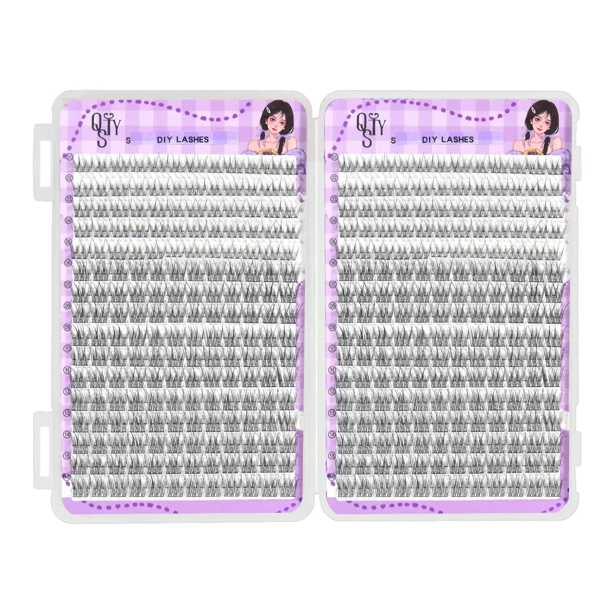 QSTY 32 Rows High Quality Beauty Eyelash Book Eyelash Extension 192-384 PCS Lash Cluster Individual False Eyelashes Clusters