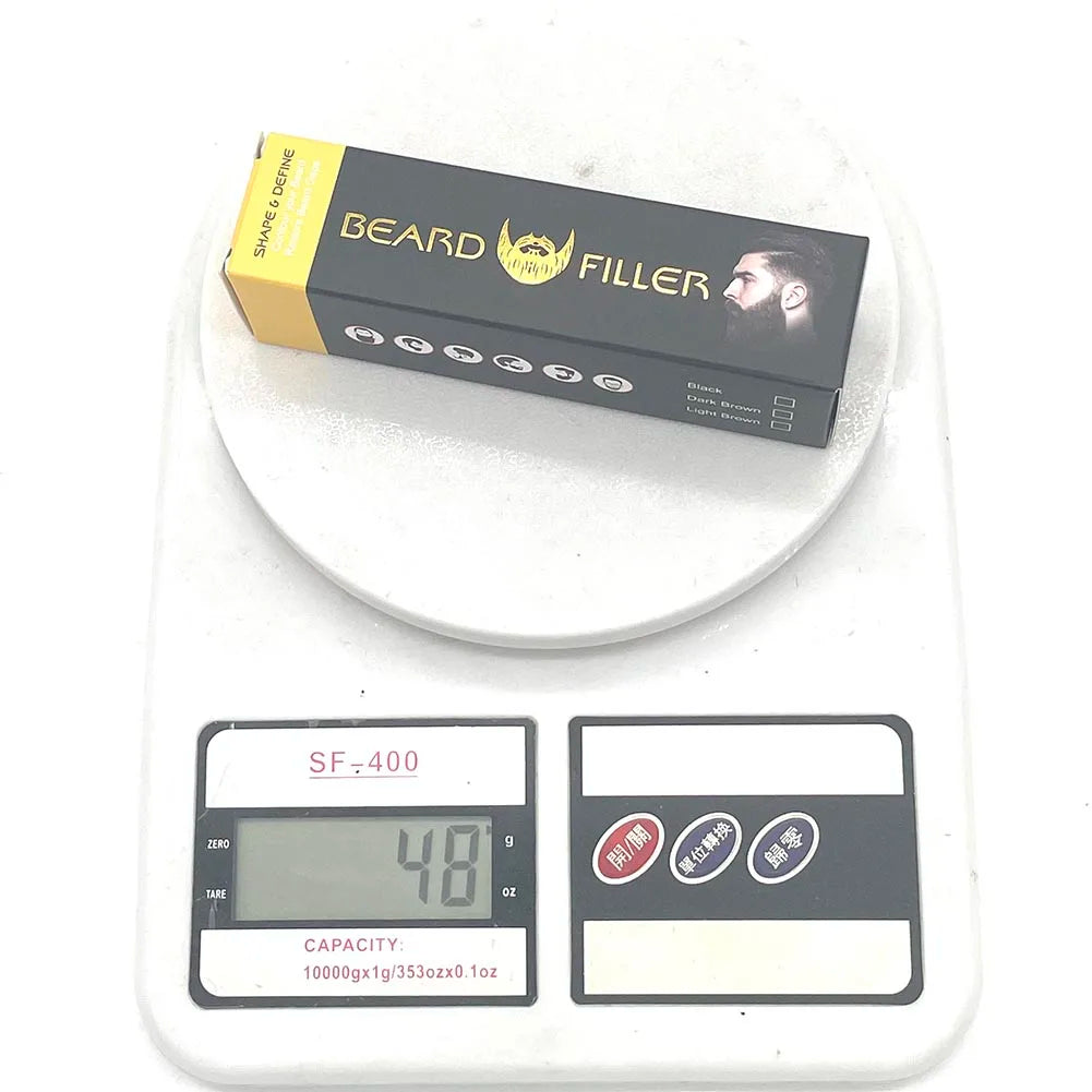 Men Beard Filling Stamp Beard Pencil Filler Waterproof Moustache Pen Beard Brush Enhancer Moustache Coloring Shaping Sweatproof