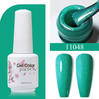 Clou Beaute 8ml Gel Polish Colorful Glitter UV Nail Gel Vernis Semi Permanent Glass Bottle Blue Green White Soak Off Gel Nail