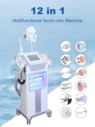 AOKO New 12 IN1 Hydro Dermabrasion Aqua Peeling Ultrasound Facial Care Oxygen Injection Skin Rejuvenation Whiting Beauty Machine