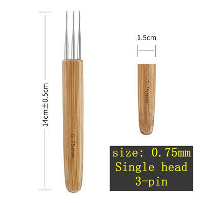 1pcs Wooden Crochet Dreadlocks Braid Needle Feather Wig Hook Needles Threader Knitting Hair Crochet Needles Hair Extension Tools