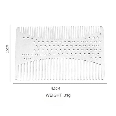 Stainless Steel Beard Comb for Men - Compact Credit Card Size Beard Straightener Easy to Carry Grooming Tool