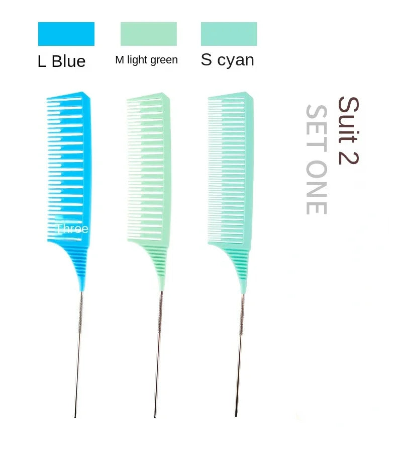 3pcs Hairbrush Hair Styling Combs Tailed Comb Set Coloring Dyeing Comb Salon Tool Sectioning Highlighting Weaving Cutting Comb