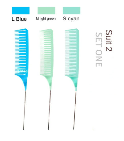 3pcs Hairbrush Hair Styling Combs Tailed Comb Set Coloring Dyeing Comb Salon Tool Sectioning Highlighting Weaving Cutting Comb