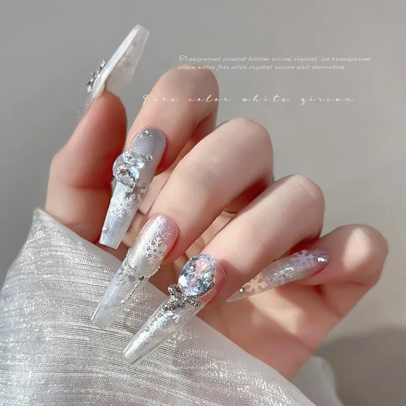 10-20PCS Super Sparkle Clear Translucent Zircon Nake Pointed Diamonds Nail Art Rhinestones Decorations Manicure Ornaments