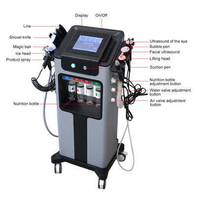 AOKO New10IN 1 Hydro Dermabrasion Aqua Peeling Ultrasound Facial Care Oxygen Injection Skin Rejuvenation Whiting Beauty Machine
