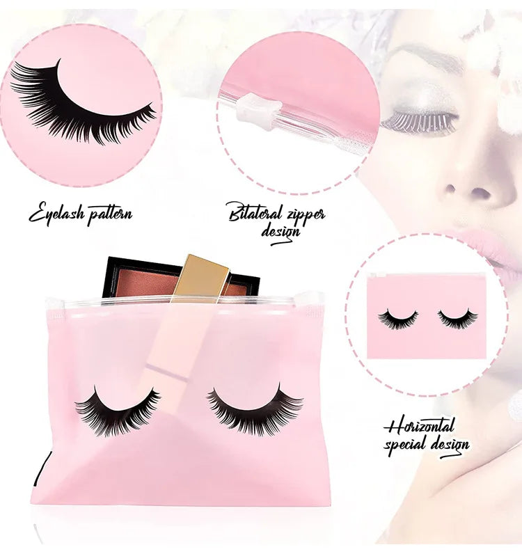 Eyelash Aftercare Bags Reusable Makeup Tools Travel Plastic Storage Lash Extension Pouch Cosmetic with Zipper Supplies