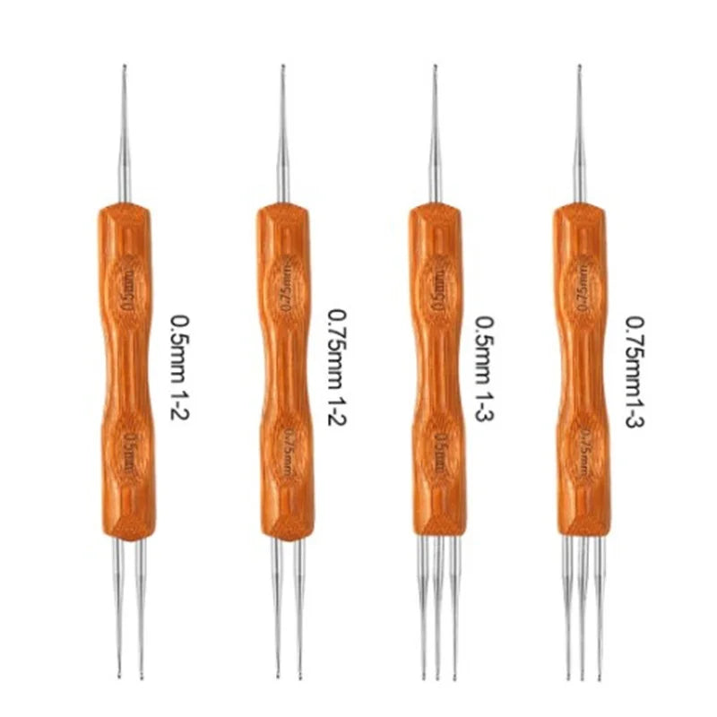 1pcs Wooden Crochet Dreadlocks Braid Needle Feather Wig Hook Needles Threader Knitting Hair Crochet Needles Hair Extension Tools