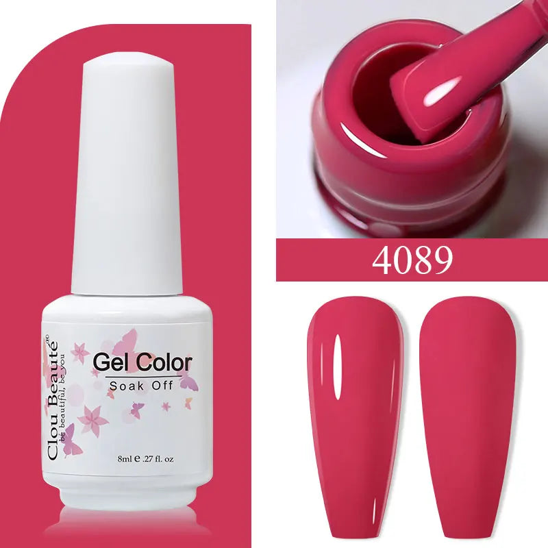 Clou Beaute 8ml Gel Polish Colorful Glitter UV Nail Gel Vernis Semi Permanent Glass Bottle Blue Green White Soak Off Gel Nail