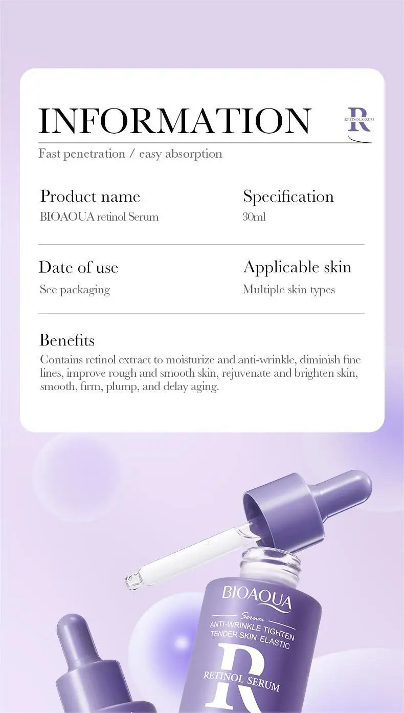 BIOAQUA Vitamin C Retinol Hyaluronic Acid Serum Moisturizing Brightening Hydrating Firming Facial Essence Beauty Face Skin Care
