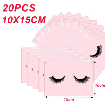 Eyelash Aftercare Bags Reusable Makeup Tools Travel Plastic Storage Lash Extension Pouch Cosmetic with Zipper Supplies