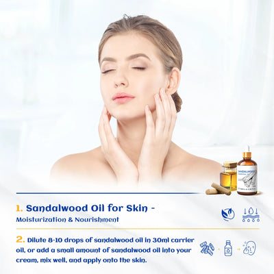 HIQILI 100ML Pure Sandalwood Essential Oil Lavender Jasmine Eucalyptus Peppermint Ylang Ylang Frankincense (Choose Scent)