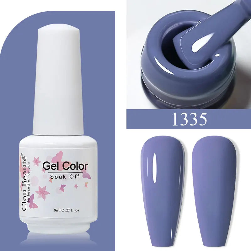 Clou Beaute 8ml Gel Polish Colorful Glitter UV Nail Gel Vernis Semi Permanent Glass Bottle Blue Green White Soak Off Gel Nail