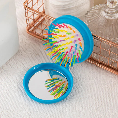 Traveling Small Size Hair Comb With Folding Mirror Portable Massage Folding Comb Women Girl Hair Brush With Mirror Styling Tools