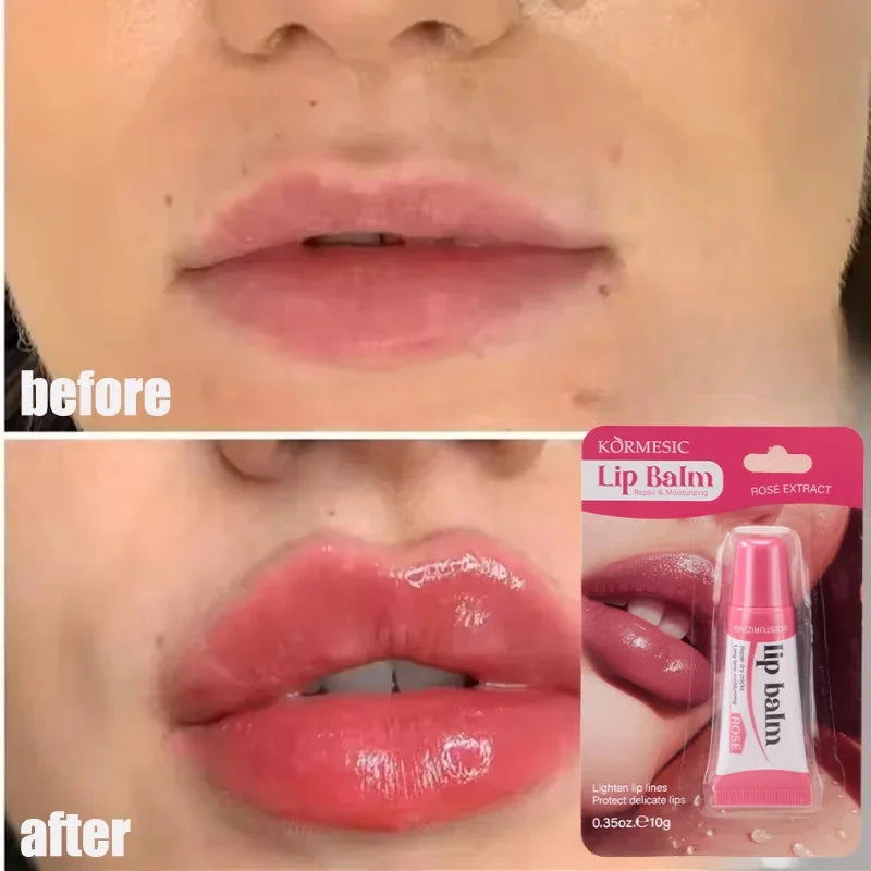 Rose Lip Balm Soft Lasting Nourishment and Moisture for Men and Women Fade Fine Lines Daily Care Lip Balm Clear Beautiful Skin