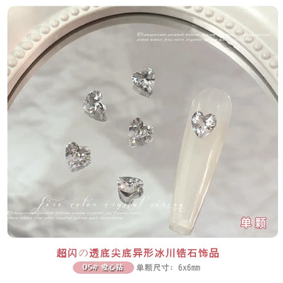 10-20PCS Super Sparkle Clear Translucent Zircon Nake Pointed Diamonds Nail Art Rhinestones Decorations Manicure Ornaments