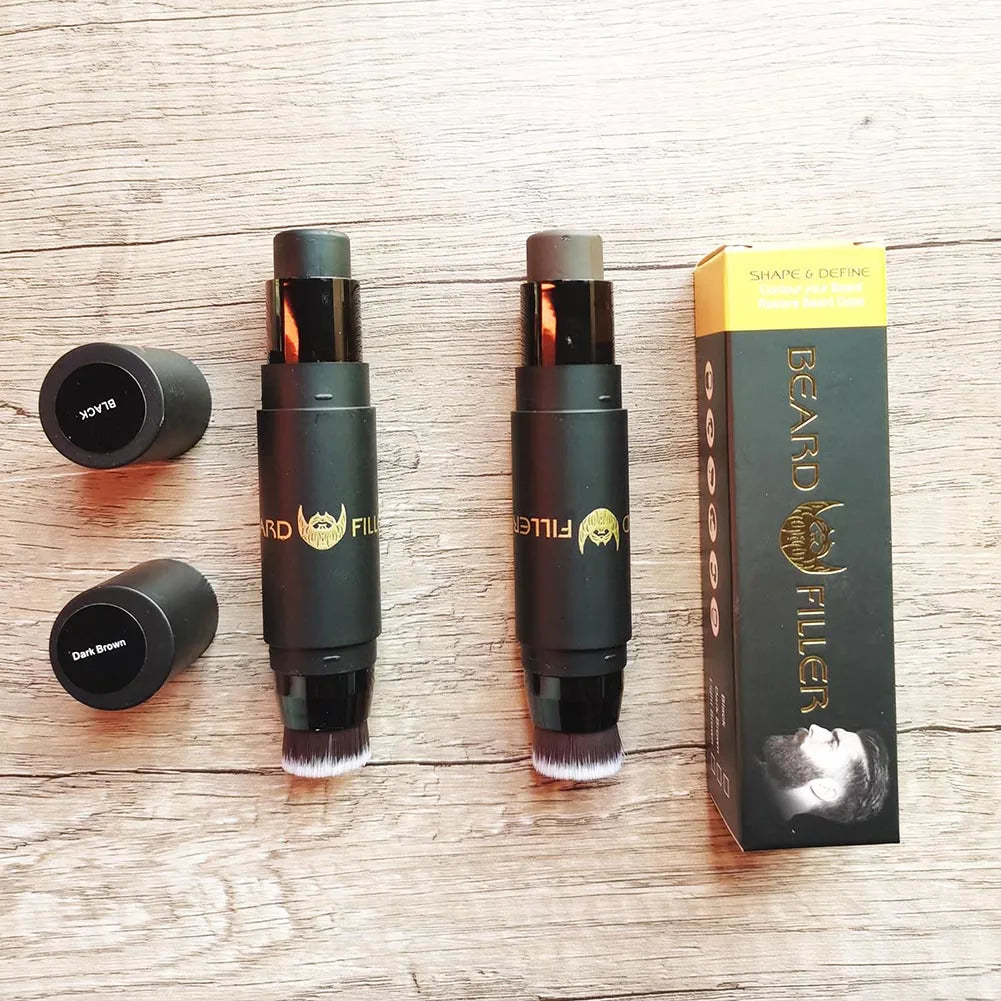 Men Beard Filling Stamp Beard Pencil Filler Waterproof Moustache Pen Beard Brush Enhancer Moustache Coloring Shaping Sweatproof