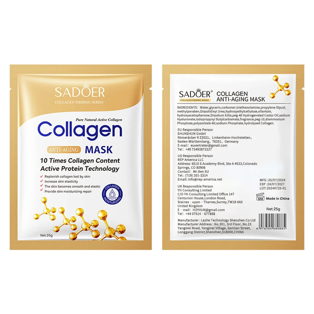 1/5/10/20pcs Collagen Facial Mask Moisturizing Brightening Lifting Skincare Treatment Face Masks Kit