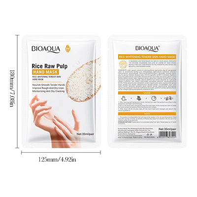 BIOAQUA Whte Rice Hand Mask Moisturizing Whitening Nourishing Anti-aging Hydrating Hand Gloves for Hands Skin Care Products