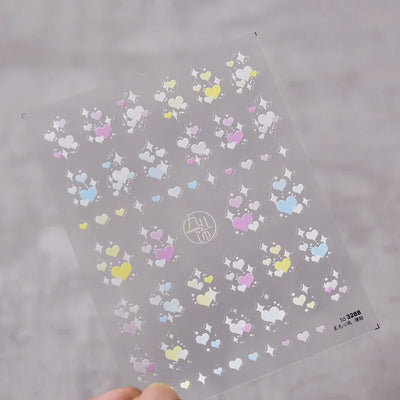 Cat's Eye 5D Gradient European Love Heart Gem Wing Crystal Geometric Colorful Self Adhesive Nail Art Stickers Manicure Decals