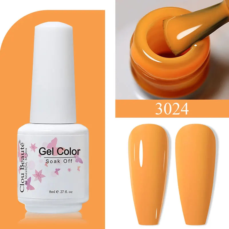 Clou Beaute 8ml Gel Polish Colorful Glitter UV Nail Gel Vernis Semi Permanent Glass Bottle Blue Green White Soak Off Gel Nail